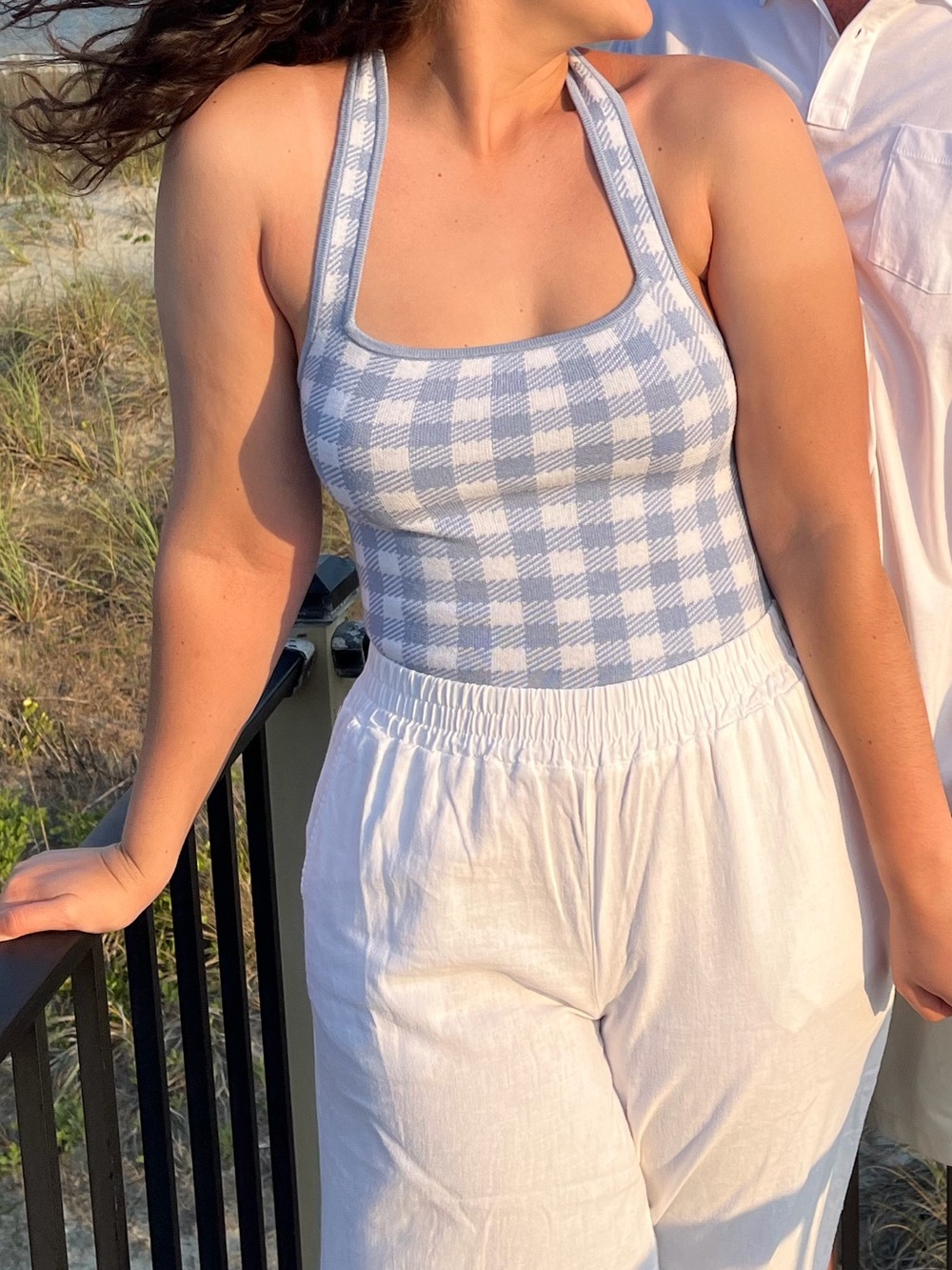 Blue Gingham Halter Top